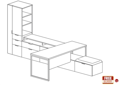 Picture of Contemporary Bench Office Desk Workstation wtih Wardrobe Storage