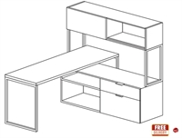 Picture of 66" Contemporary L Shape Office Desk Workstation with Overhead Storage