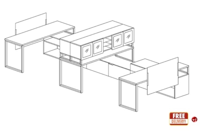 Picture of Contemporary 2 Person U Shape Bench Teaming Office Desk Workstation