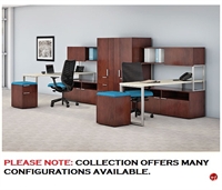 Picture of 2 Person L Shape Contemporary Office Desk Workstation with Wardrobe Storage