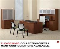 Picture of 72" Bowfront Executive Office Desk Workstation with Glass Door Kneespace Credenza and Bookcase Lateral Storage
