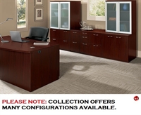 Picture of 72" Contemporary Bowfront Desk with Glass Door Storage Credenza