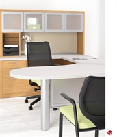 Picture of 72" U Shape D Top Office Desk Workstation with Glass Door Overhead