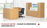 Picture of L Shape Reception Desk Workstation with Storage Credenza and Multi File