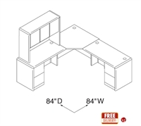 Picture of L Shape Corner Office Desk Workstation with Closed Overhead Storage