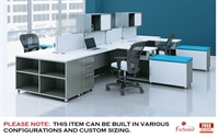 Picture of 4 Person L Shape Cubicle Desk Electrified Workstation with Steel Storage
