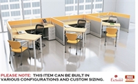 Picture of 3 Person L Shape Cubicle Desk Electrified Teaming Workstation