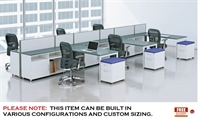 Picture of Cluster of 6 Person L Shape Cubicle Desk Workstation with Boockase Storage