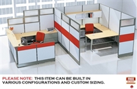 Picture of Cluster of 2 Person U Shape Elecrified Cubicle Desk Workstation with Glass Panels