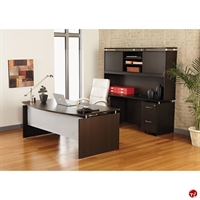 Picture of 72" Contemporary Bowfront Desk with Kneespace Credenza and Closed Overhead Storage