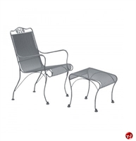 Picture of GRID Outdoor Wrought Iron Dining Arm Chair with Ottoman