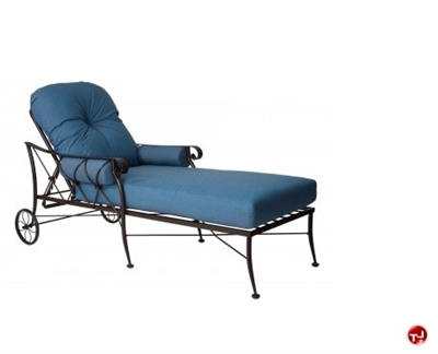 Picture of GRID Outdoor Wrought Iron Adjustable Chaise Lounge with Padded Cushion