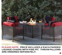 Picture of GRID Outdoor Wrought Iron Padded Lounge Dining Chairs with Fire Pit, Pack of 4