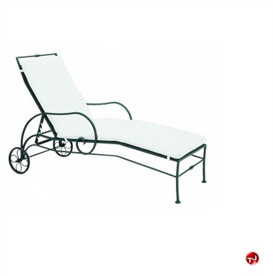 Picture of GRID Outdoor Wrought Iron Adjustable Chaise Lounge with Cushion