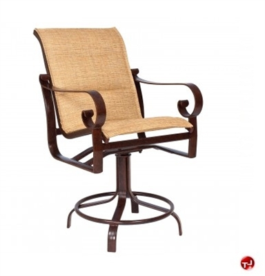 Picture of GRID Outdoor Aluminum Padded Swivel Barstool Arm Chair