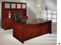 Picture of DMI Summit Veneer 72" Executive Bowfront Desk with Storage Credenza and Glass Door Overhead Storage