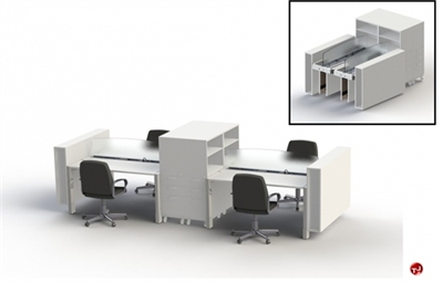Picture of PEBLO Cluster of 4 Person Mobile Folding Office Cubicle Desk Workstation