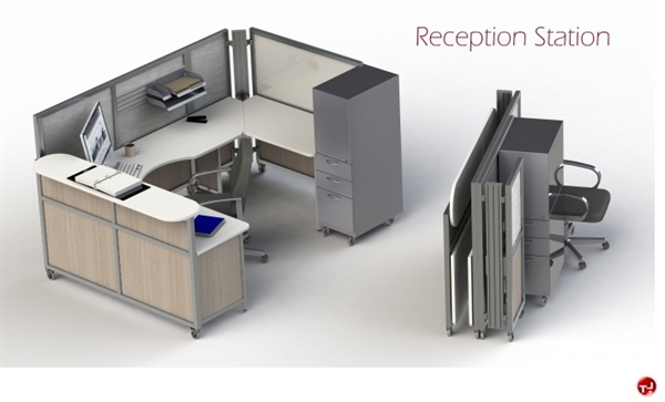The Office Leader Peblo Mobile Portable Folding U Shape Reception