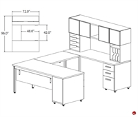 Picture of STROY 72" U Shape Office Desk Workstation with Overhead Storage