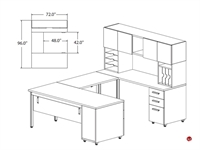 Picture of STROY 72" U Shape Office Desk Workstation with Closed Overhead Storage