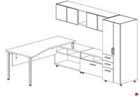 Picture of STROY Contemporary L Shape Office Desk Workstation, Wall Storage with Wardrobe