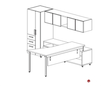 Picture of STROY Contemporary L Shape Office Desk Workstation, Wall Storage with Wardrobe