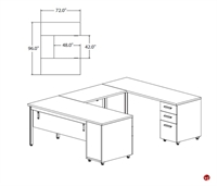 Picture of STROY Contemporary 72" U Shape Office Desk Workstation, Frosted Modesty Panel