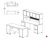 Picture of STROY Contemporary Executive Desk with Kneespace Storage Credenza, Frosted Modesty Panel