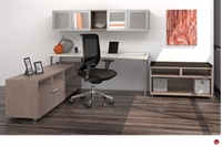 Picture of STROY Contemporary L Shape Office Desk with Glass Door Wall Mount Storage