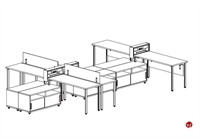 Picture of STROY Contemporary 4 Person L Shape Bench Seating Office Desk Workstation with Power