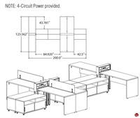 Picture of STROY Contemporary 4 Person L Shape Bench Seating Office Desk Workstation with Power