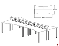 Picture of STROY Contemporary 4 Person Bench Seating Office Desk Workstation with Circuit Power