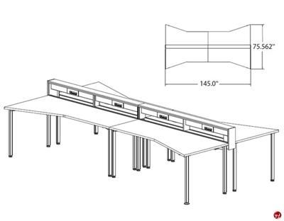 Picture of STROY Contemporary 4 Person Bench Seating Office Desk Workstation with Circuit Power