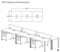 Picture of STROY 6 Person Bench Seating Office Desk Teaming Workstation wtih Circuit Power