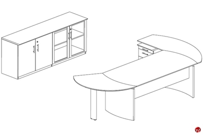 Picture of STROY Contemporary Curve Desk Workstation with Storage Credenza