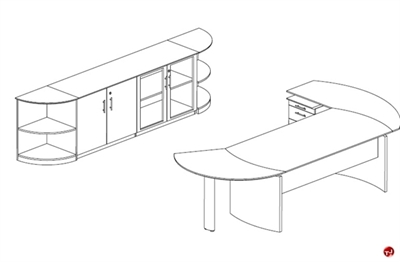 Picture of STROY Contemporary Curve Desk Workstation with Storage Credenza