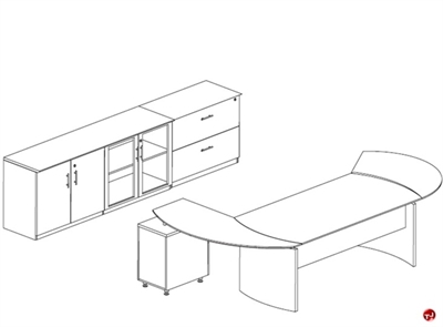 Picture of STROY Contemporary Curve Desk Workstation with Storage Credenza