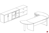 Picture of STROY Contemporary Curve Desk Workstation with Storage Credenza
