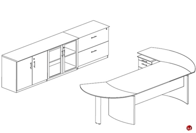 Picture of STROY Contemporary Curve Desk Workstation with Storage Credenza