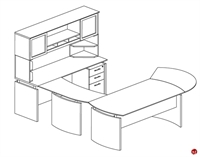 Picture of STROY Contemporary U Shape Curve Office Desk Workstation with Overhead Storage