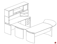 Picture of STROY Contemporary U Shape Curve Office Desk Workstation with Overhead Storage