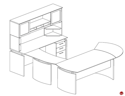 Picture of STROY Contemporary U Shape Curve Office Desk Workstation with Overhead Storage