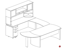 Picture of STROY Contemporary U Shape Curve Office Desk Workstation with Overhead Storage