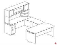 Picture of STROY Contemporary U Shape Curve Office Desk Workstation with Overhead Storage