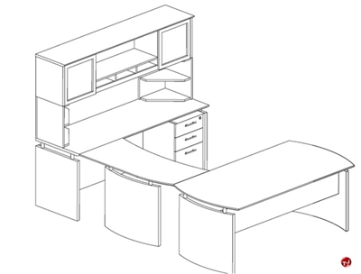 Picture of STROY Contemporary U Shape Curve Office Desk Workstation with Overhead Storage