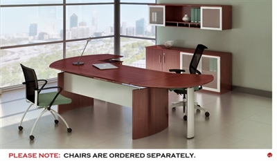 Picture of STROY Contemporary Curve Office Desk Workstation with Storage Credenza and Wall Storage