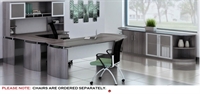 Picture of STROY Contemporary U Shape Curve Office Desk Workstation with Overhead Storage and Kneespace Credenza