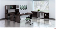 Picture of STROY Contemporary U Shape Curve Office Desk Workstation with Overhead Storage and Kneespace Credenza