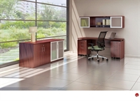 Picture of STROY Contemporary Credenza Desk with Wall Mount Storage with Glass Door Storage