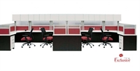 Picture of PEBLO 4 Person L Shape Office Desk Cubicle Workstation